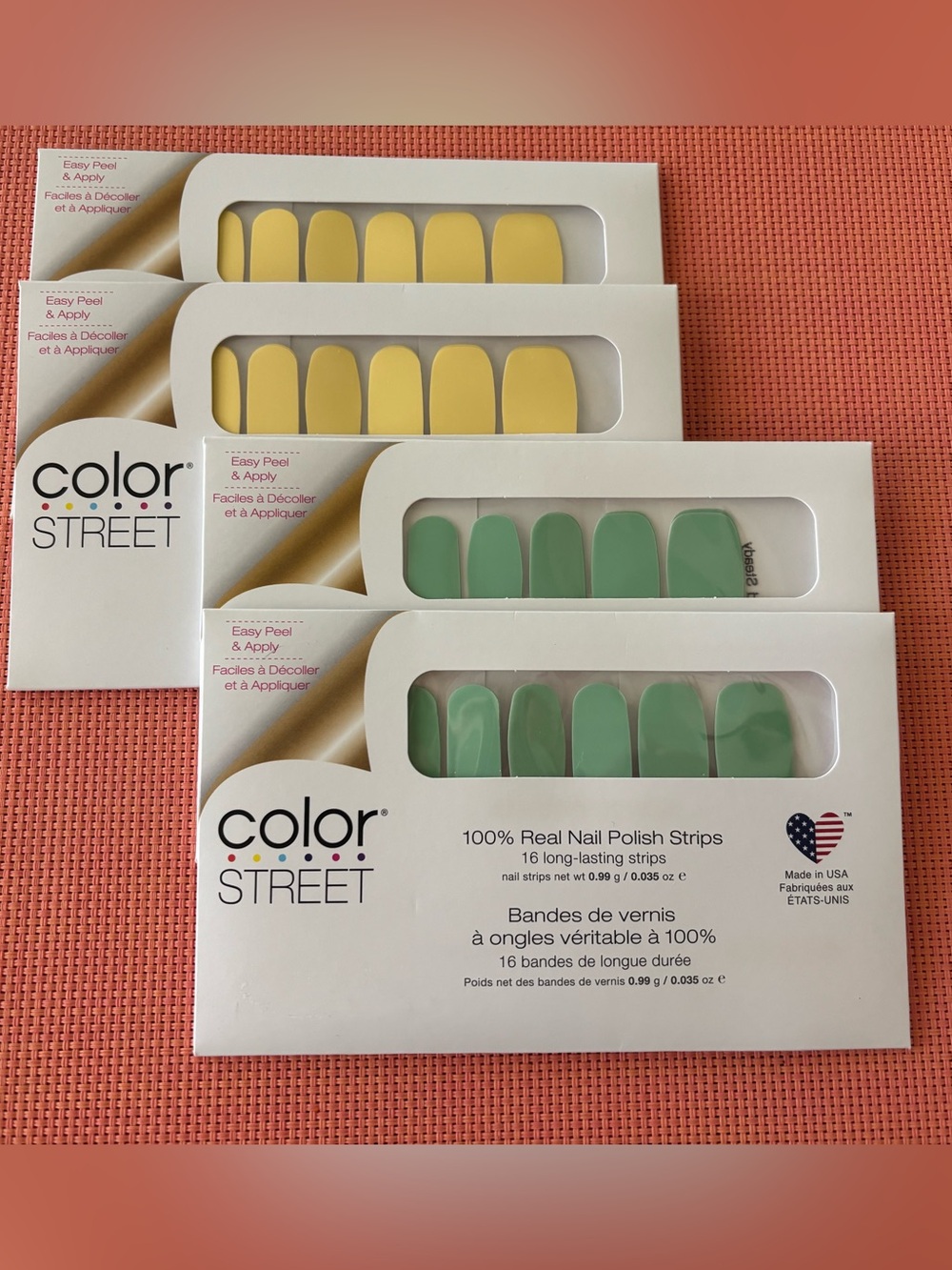 COLOR STREET Polish Strips - 4 Sets in shades BELGIAN BUTTERCUP+OSLO & STEADY
